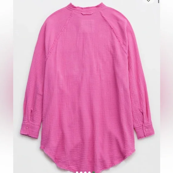 Aerie Pink Women's Gauzey Swim Cover-Up Top Size L Oversized Swim Beachy Boho - Picture 4 of 8